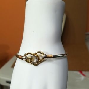 Two Tone Heart Accented Distressed Bracelet